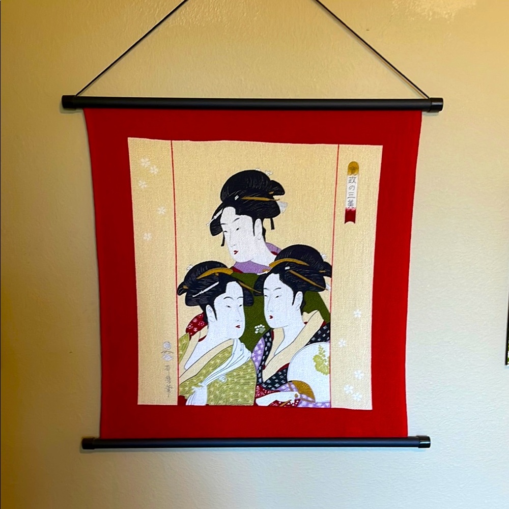 Japanese Wall Hanging of 3 Geishas